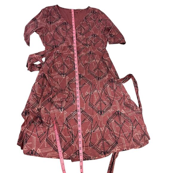 Toad & Co Cue Wrap Cafe Dress Short Sleeve Brown Size Large Travel Effortless - Picture 6 of 9